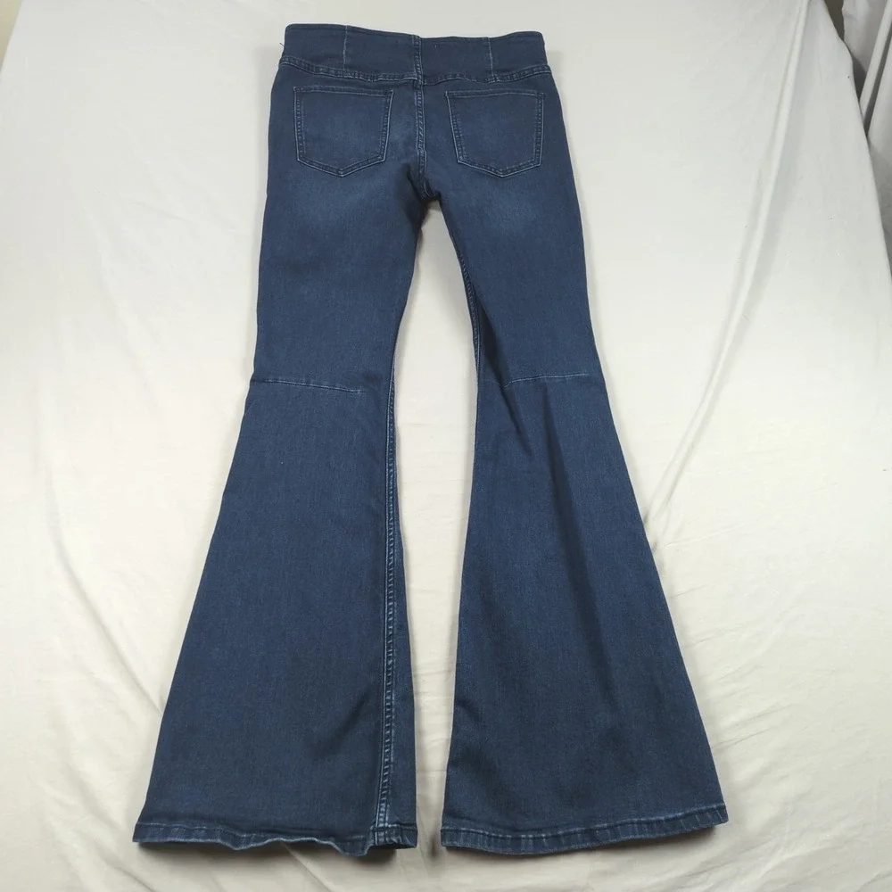 Free People Jeans‎ Womens 29 Blue Flare Stretch Dark Wash Hippie Boho